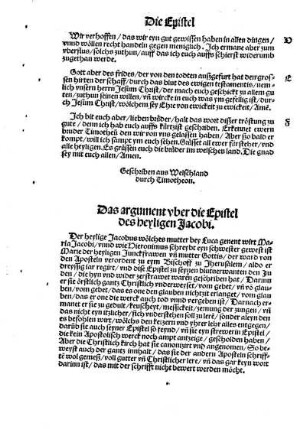 Das argument uber die Epistel des heyligen Jacobi