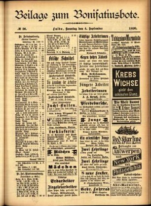 Zweite Ausgabe vom Sonntag, den 04. September 1898.