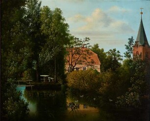 Blick auf Pastorat und Kirche von Hohenfelde