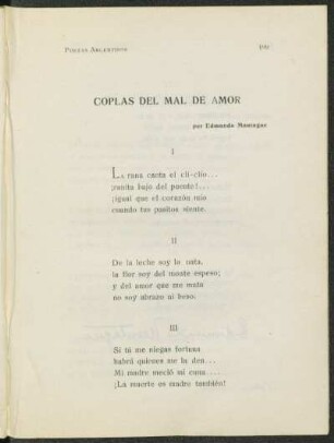 Coplas del mal de amor / por Edmundo Montagne