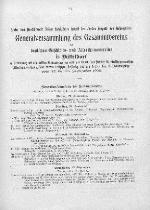 Generalversammlung des Gesammtvereins der deutschen Geschichts- und Alterthumsvereine in Düsseldorf