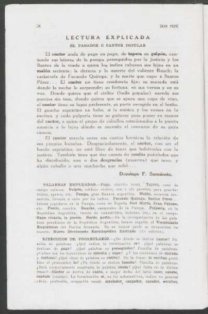 Lectura explicada - El pagador o cantor popular