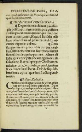 Duodecimus Confess. articulus.