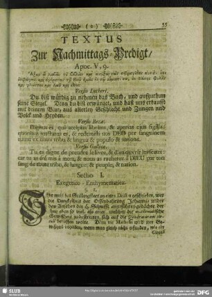 [Erklärung der Nachmittags-Predigt, Apoc. V, 9.]
