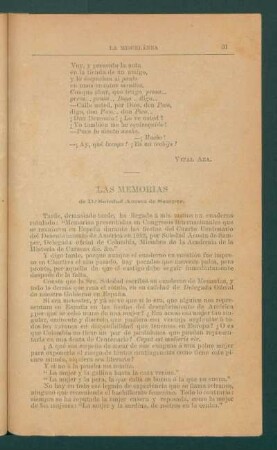 Las memorias de D.ª Soledad Acosta de Samper