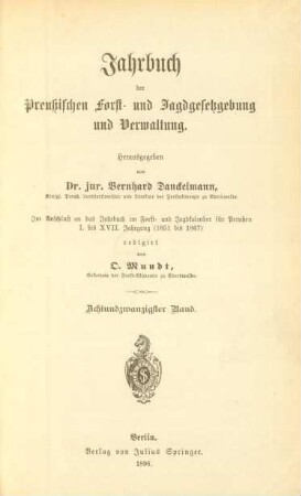 28.1896: Jahrbuch der preussischen Forst- und Jagdgesetzgebung und -Verwaltung