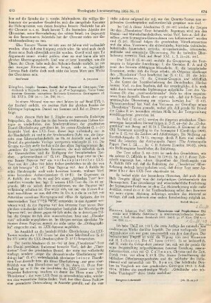 673-674 [Rezension] Ziegler, Joseph, Susanna, Daniel, Bel et Draco