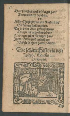 Die schöne Historia von Joseph/ Genesis am 37. Capitel.