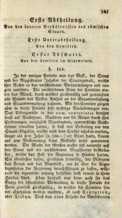 Erste Abtheilung. Von den inneren Verhaeltnissen des roemischen Staats