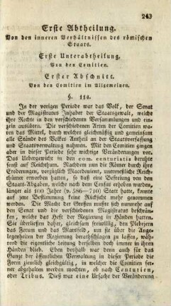 Erste Abtheilung. Von den inneren Verhaeltnissen des roemischen Staats