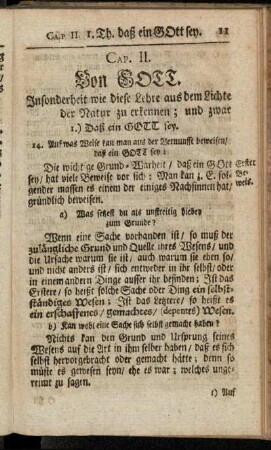I.) Daß ein Gott sey.