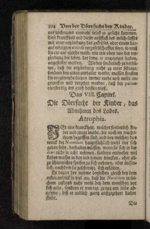 Das VIII. Capitel. Die Dörrsucht der Kinder, das Abnehmen des Leibes. Atrophia.
