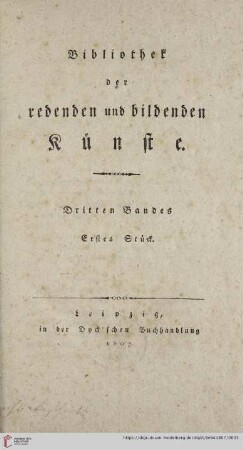 Dritten Bandes erstes Stück