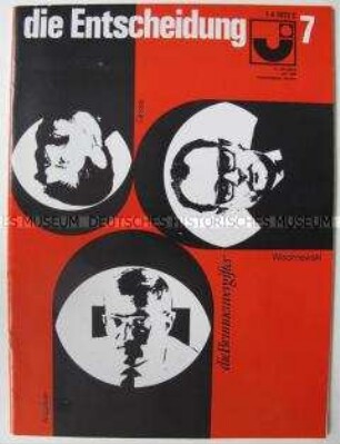Monatszeitschrift der Jungen Union "die Entscheidung" u.a. zur Lage in der CSSR ein Jahr nach dem "Prager Frühling" und zur Bundestagswahl