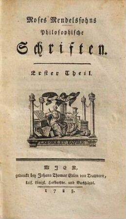 Moses Mendelssohns Philosophische Schriften, 1
