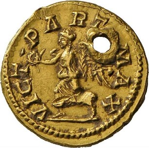 Aureus des Caracalla mit Darstellung der Victoria