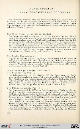 Kurze Angaben zum Erhaltungszustand der Werke