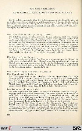 Kurze Angaben zum Erhaltungszustand der Werke