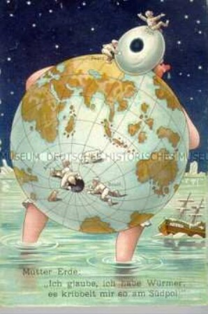 Humoristische Postkarte zur Südpolarexpedition