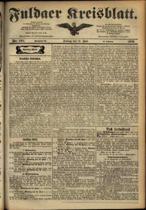 Zweite Ausgabe vom Freitag, den 11. Juni 1909.