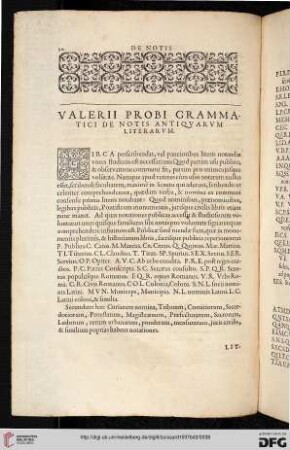 Valeriis probi grammatici de notis antiquarum literarum