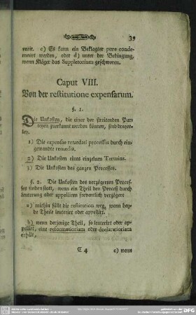 Caput VIII. Von der restitutione expensarum
