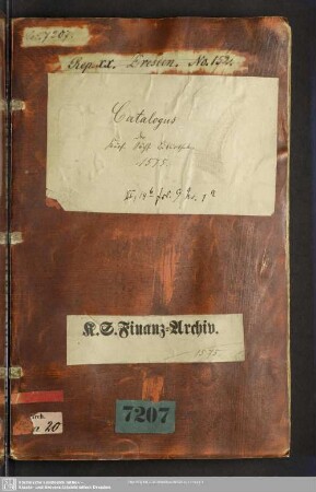 Catalogus der Churf. Sächs. Bibliothek 1575 - Bibl.Arch.I.Ba,Vol.20.a