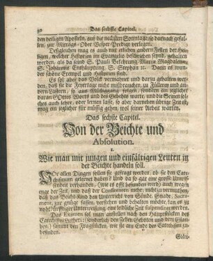 Das sechste Capitel. Von der Beichte und Absolution