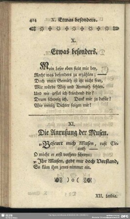 XI. Die Anrufung der Musen