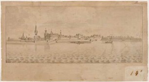 Rheinfront der Stadt Düsseldorf mit Schloß und Citadelle um 1620