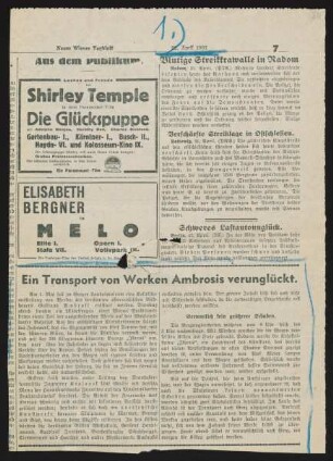 Ein Transport von Werken Ambrosis verunglückt.; Warum meinem "Ikaros" nichts geschah. 2183 Werke und ein Künstlerleben.Von Gustinus Ambrosi.