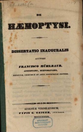 De haemoptysi : diss. inaug.