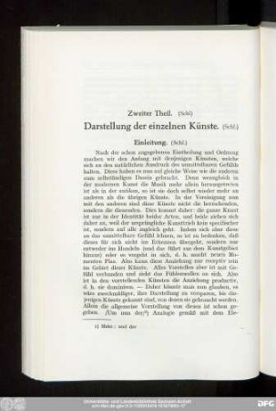 Zweiter Theil. Darstellung der einzelnen Künste.