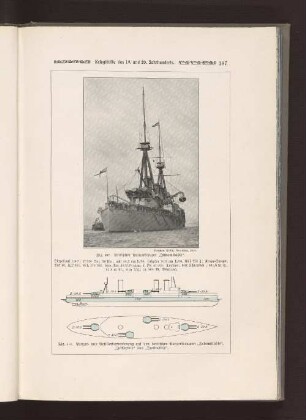 Fig. 257 Britischer Panzerkreuzer "Indomitable" Fig. 258 Panzer- und Artillerieanordnung auf den britischen Panzerkreuzern "Indomitable", "Inflexible" und "Invincible"