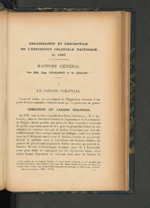 Organisation et description de l'exposition coloniale nationale de 1907