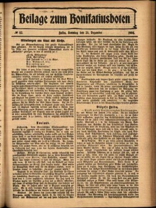 Zweite Ausgabe vom Sonntag, den 25. Dezember 1904.