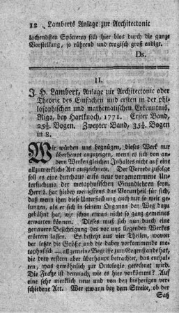 Anlage zur Architektonik. Bd.1.2.