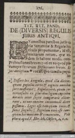 Tit. Ult. Pand. De (Diversi] Regulis Iuris Antiqui