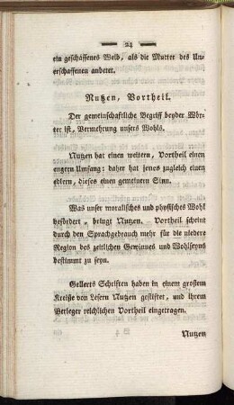 Nutzen, Vortheil. - Schwierigkeit, Hindernis, Widerstand.