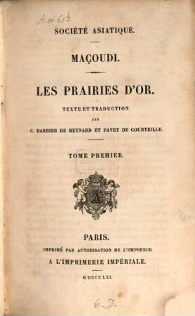 Les prairies d'or, 1