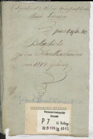 Belegakte zum Heiratsregister 1812 der Mairie Lienen