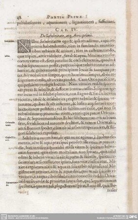 CAP. IV. De Salubritate, atq. Aeris primo.