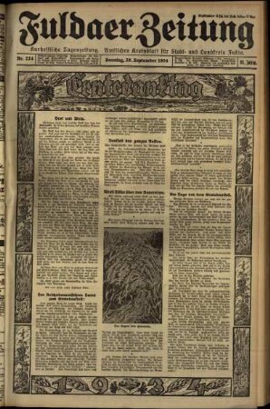 Erste Ausgabe vom Sonntag, den 30. September 1934.