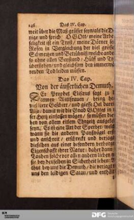 Das IV. Cap. Von der äusserlichen Demuth.