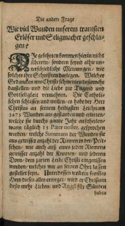 Die andere Frage Wie viel Wunden unserem trautsten Erlöser und Seligmacher geschlagen?