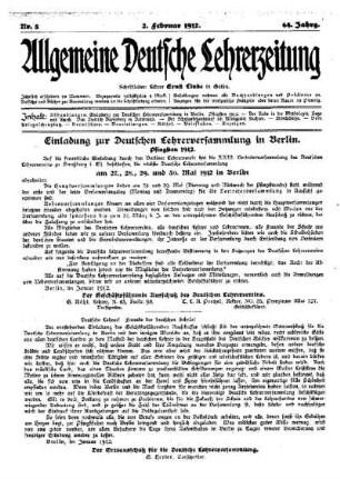 Einladung zur Deutschen Lehrerversammlung in Berlin : Pfingsten 1912