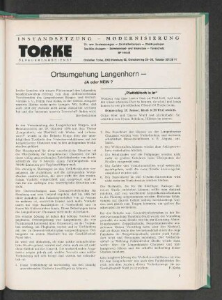 Ortsumgehung Langenhorn - JA oder NEIN?