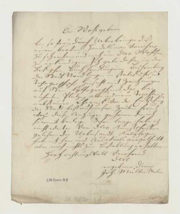 Brief von Johannes Müller an Joseph Heller