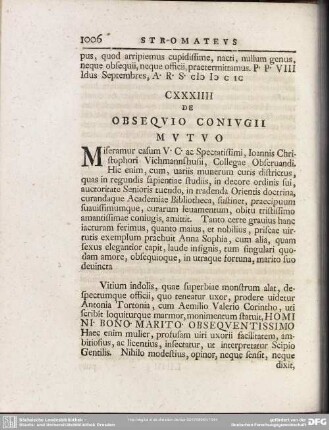 CXXXIIII De Obsequio Coniugii Mutuo