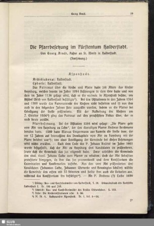 Die Pfarrbesetzung im Fürstentum Halberstadt. (Fortsetzung.)
